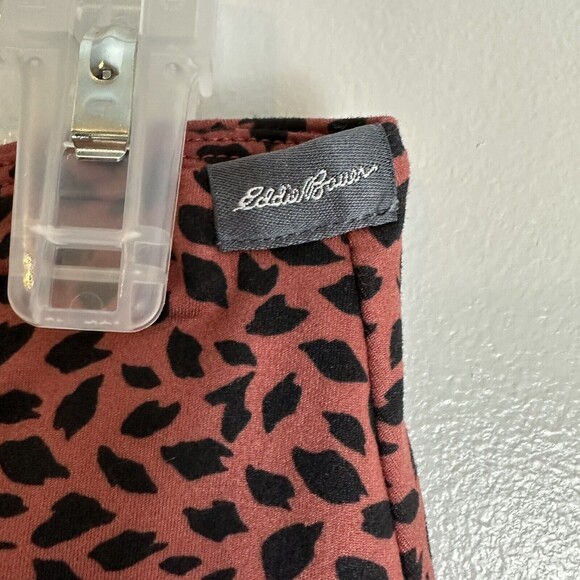 Eddie Bauer Womens M Skirt A Line Faux Wrap Rust Brown Black Spots Leaf - Picture 3 of 10